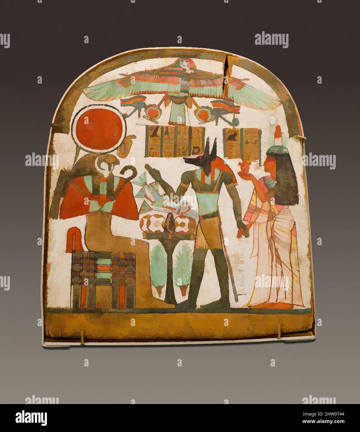 Art inspired by Painted panel of Tatiaset, Third Intermediate Period, Dynasty 22, ca. 825–712 B.C., From Egypt, Upper Egypt, Thebes, Deir el-Bahri, Tomb, 1921–22, Wood, gesso, paint, H. 23.4 cm (9 3/16 in.), This is one of four stelae found near the doorway of the brick chapel of the, Classic works modernized by Artotop with a splash of modernity. Shapes, color and value, eye-catching visual impact on art. Emotions through freedom of artworks in a contemporary way. A timeless message pursuing a wildly creative new direction. Artists turning to the digital medium and creating the Artotop NFT Stock Photo