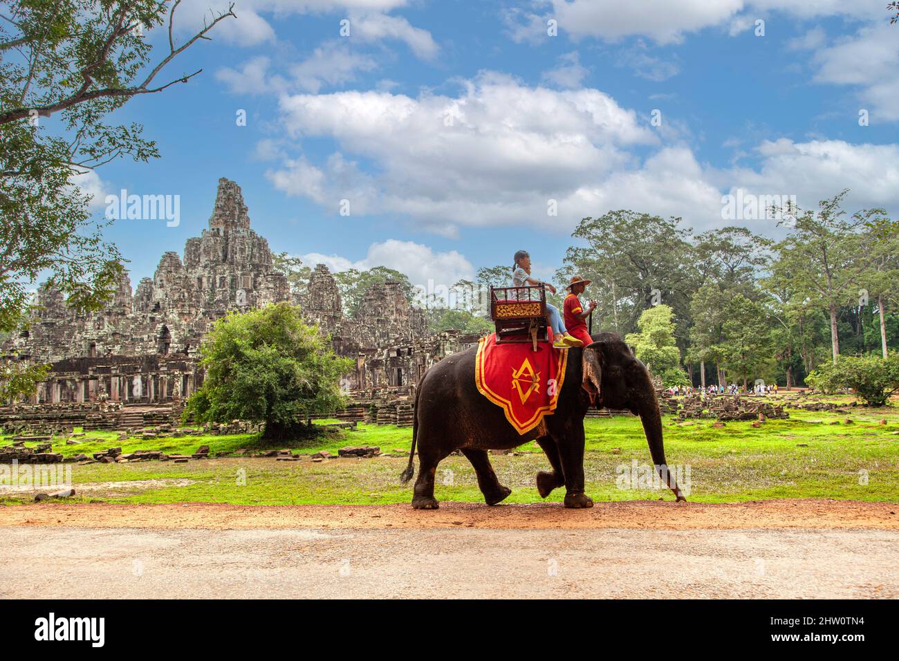 Elephant ride in temples district, Siem Reap, Cambodia Stock Photo Alamy