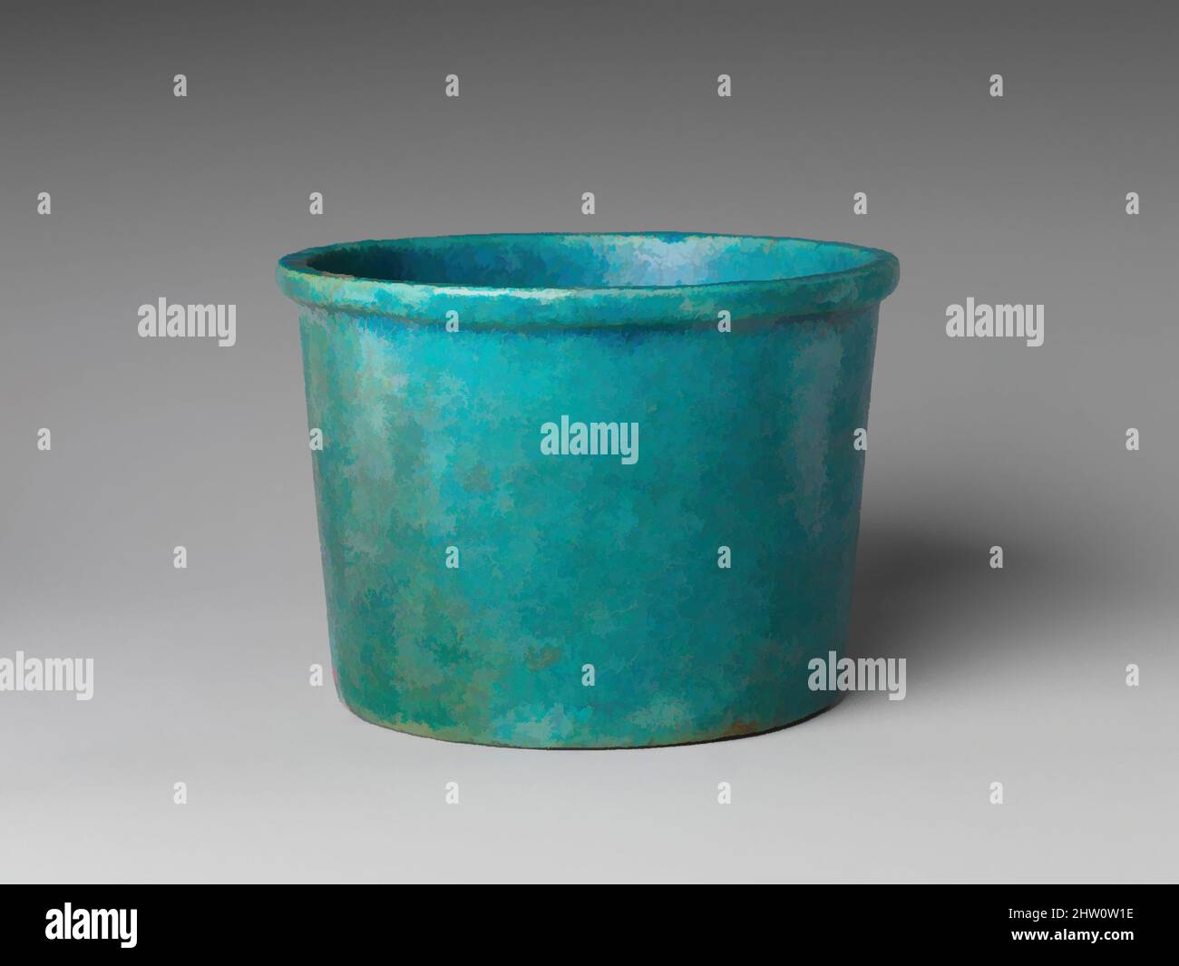Art inspired by Cup, Late Period–Ptolemaic Period, 500–200 B.C., From Egypt, Faience, H. 9.3 x dia. 13 cm (3 11/16 x 5 1/8 in), Faience cups of this type are frequent in the Late Period. A recent study of faience vessels notes that examples were found in the western dump at the Sacred, Classic works modernized by Artotop with a splash of modernity. Shapes, color and value, eye-catching visual impact on art. Emotions through freedom of artworks in a contemporary way. A timeless message pursuing a wildly creative new direction. Artists turning to the digital medium and creating the Artotop NFT Stock Photo