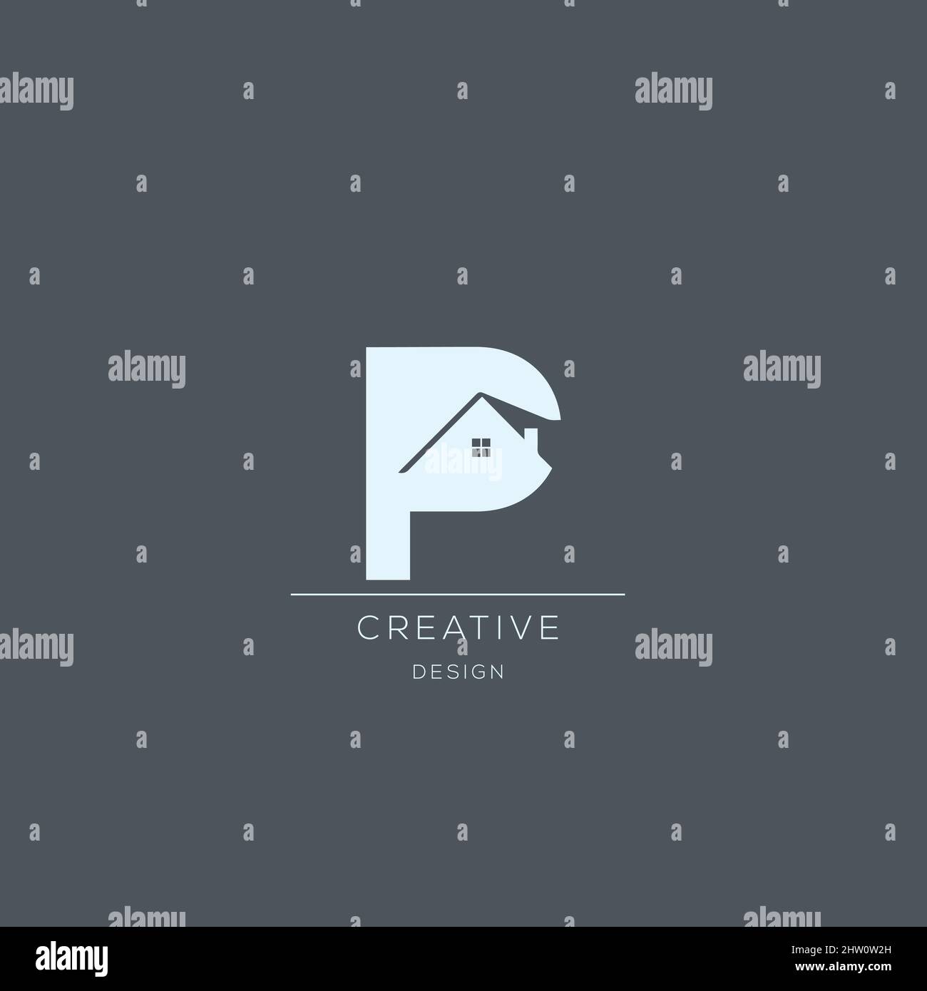 Initial letter P Logo minimal negative space design vectors. Stock Vector