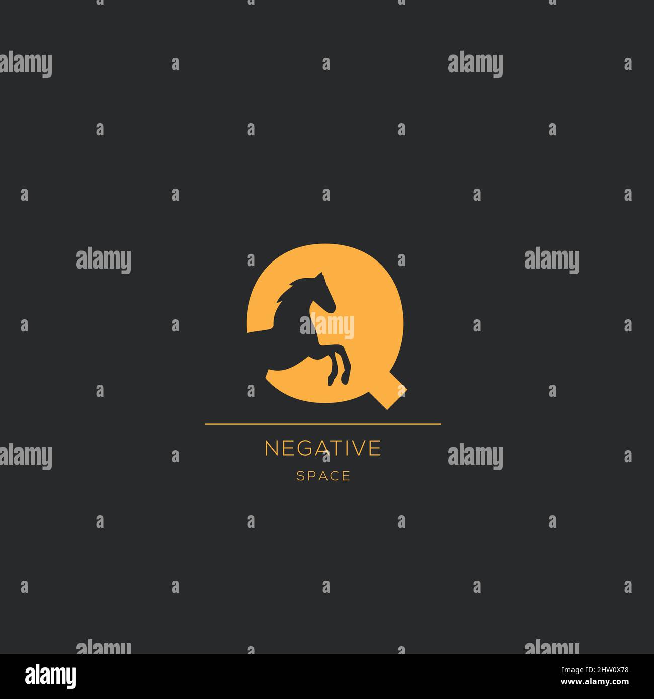 LETTER Q LOGO NEGATIVE SPACE MONOGRAM Stock Vector