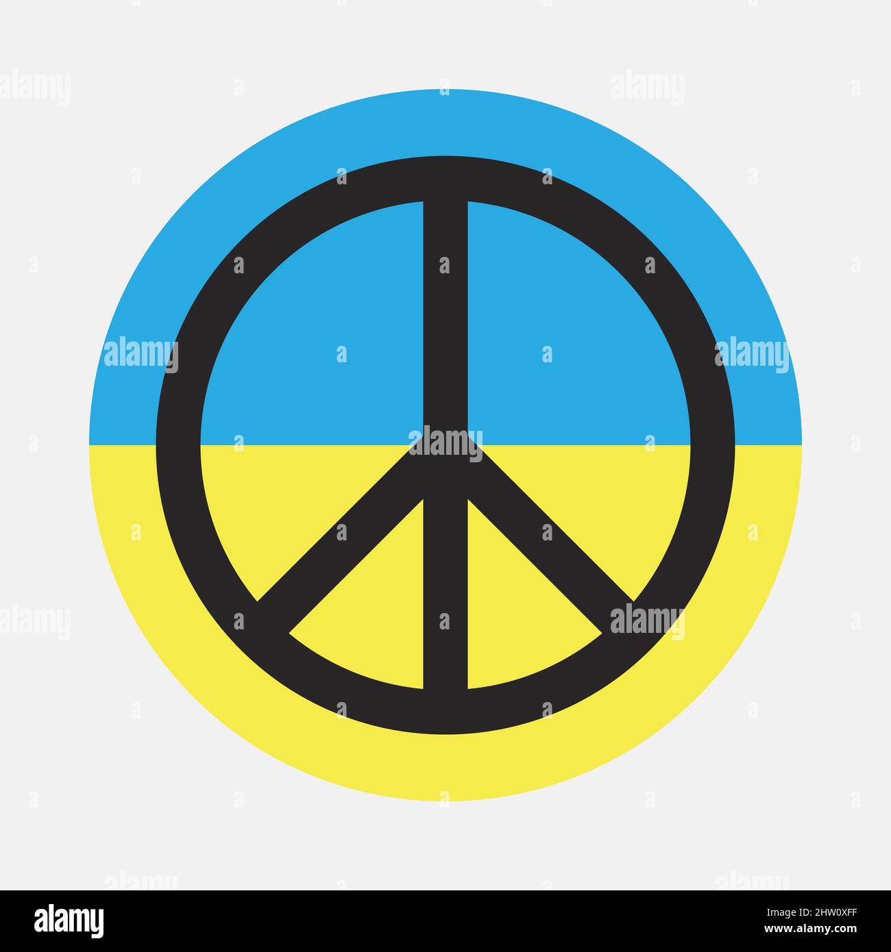 Pacifism and peace symbol. Black icon on blue-yellow circle. Stop  aggression and military attack. Peace logo. Peacetime for Ukraine. Support  nation si Stock Vector Image & Art - Alamy