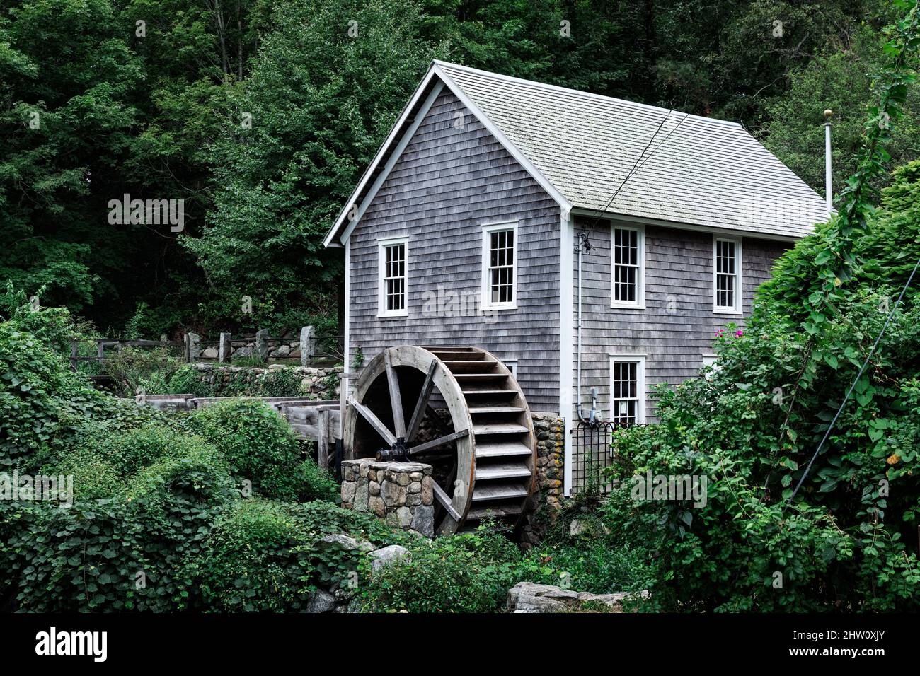 Stony Brook Grist Mill and historic factory village, Brewster, Cape Cod, Massachusetts, USA. Stock Photo