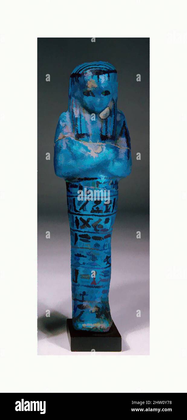 Art inspired by Shabti of Painedjem II, Third Intermediate Period, Dynasty 21–25, ca. 1070–664 B.C., From Egypt, Faience, H. 17.5 cm (6 7/8 in, Classic works modernized by Artotop with a splash of modernity. Shapes, color and value, eye-catching visual impact on art. Emotions through freedom of artworks in a contemporary way. A timeless message pursuing a wildly creative new direction. Artists turning to the digital medium and creating the Artotop NFT Stock Photo