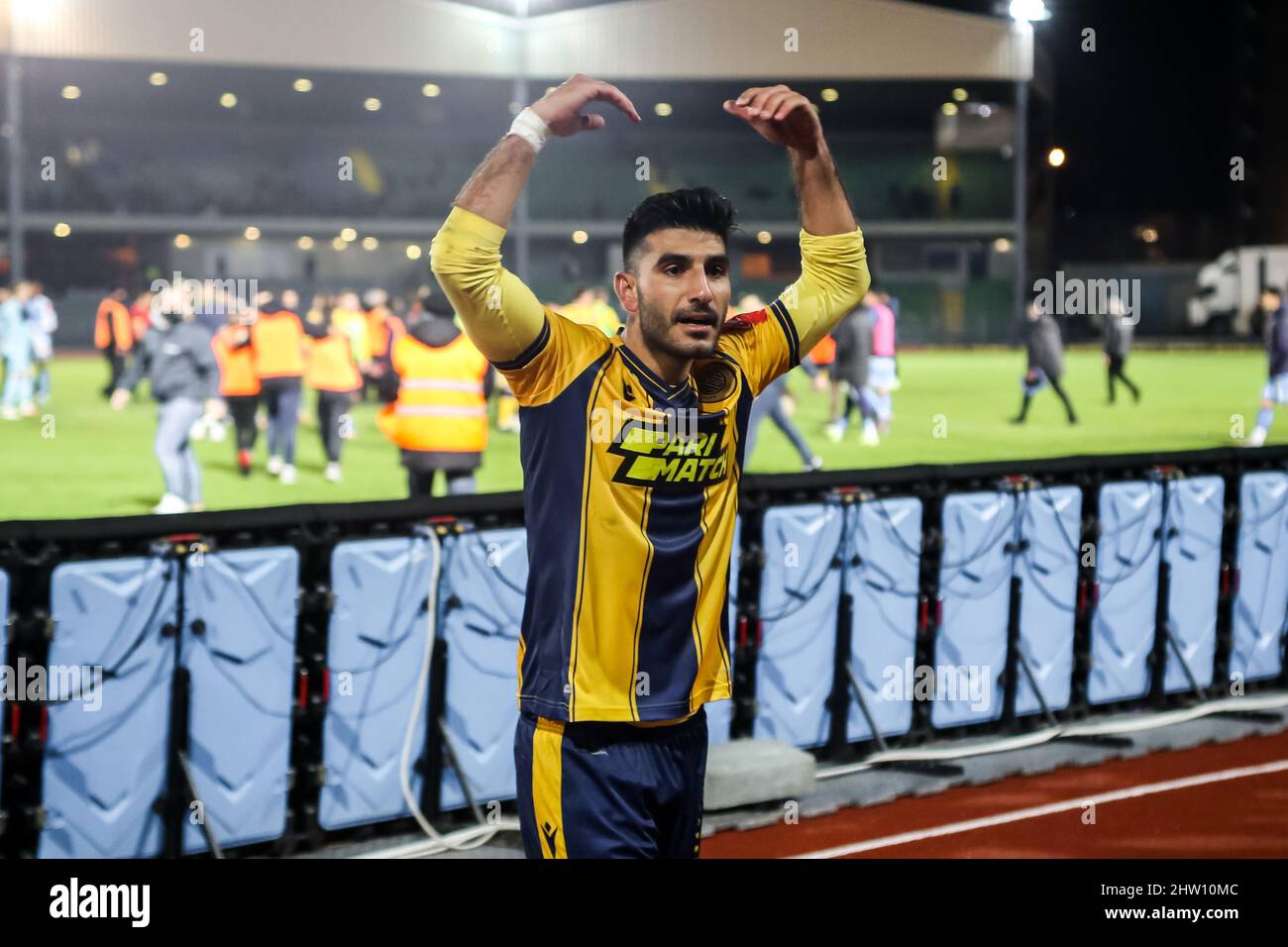 Limassol, Cyprus Cyprus. 02nd Mar, 2022. Vasilios Papafotis of AEL  celebrates after the end of the match, Limassol, Cyprus, on March 2, 2022.  Ael won 2-0 against Apollon for Cyprus Cup playoffs