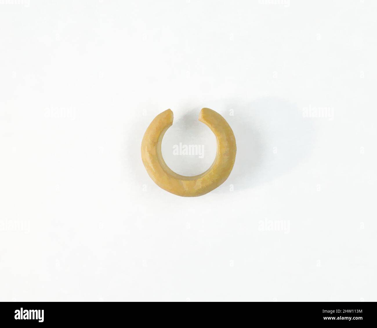 Art inspired by Penannular Earring, New Kingdom, Dynasty 18, ca. 1550–1295 B.C., From Egypt; Probably from Northern Upper Egypt, Deir el-Ballas, Shell, Diam. 1 cm (3/8 in, Classic works modernized by Artotop with a splash of modernity. Shapes, color and value, eye-catching visual impact on art. Emotions through freedom of artworks in a contemporary way. A timeless message pursuing a wildly creative new direction. Artists turning to the digital medium and creating the Artotop NFT Stock Photo