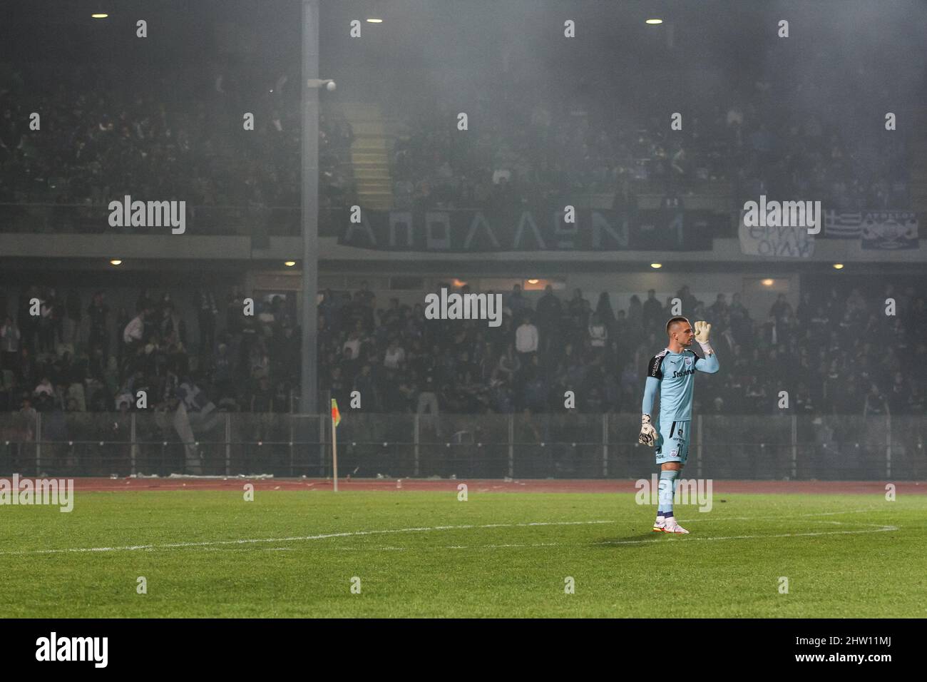 Limassol, Cyprus Cyprus. 02nd Mar, 2022. Apollon goalkeeper Aleksandar Jovanovi? is seen during the match, Limassol, Cyprus, on March 2, 2022. Ael won 2-0 against Apollon for Cyprus Cup playoffs and qualified to the quarter finals. (Photo by Kostas Pikoulas/Sipa USA) Credit: Sipa USA/Alamy Live News Stock Photo