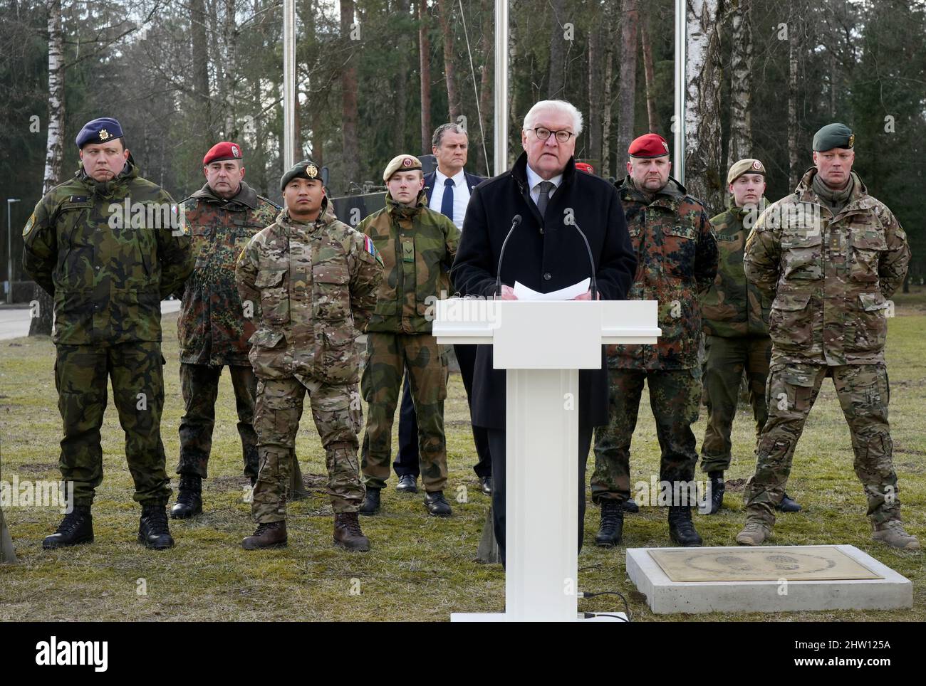 German President Frank-Walter Steinmeier Speaks During News Conference At Rukla  Military Base, Lithuania March 3, 2022. Reuters/Ints Kalnins Stock Photo -  Alamy