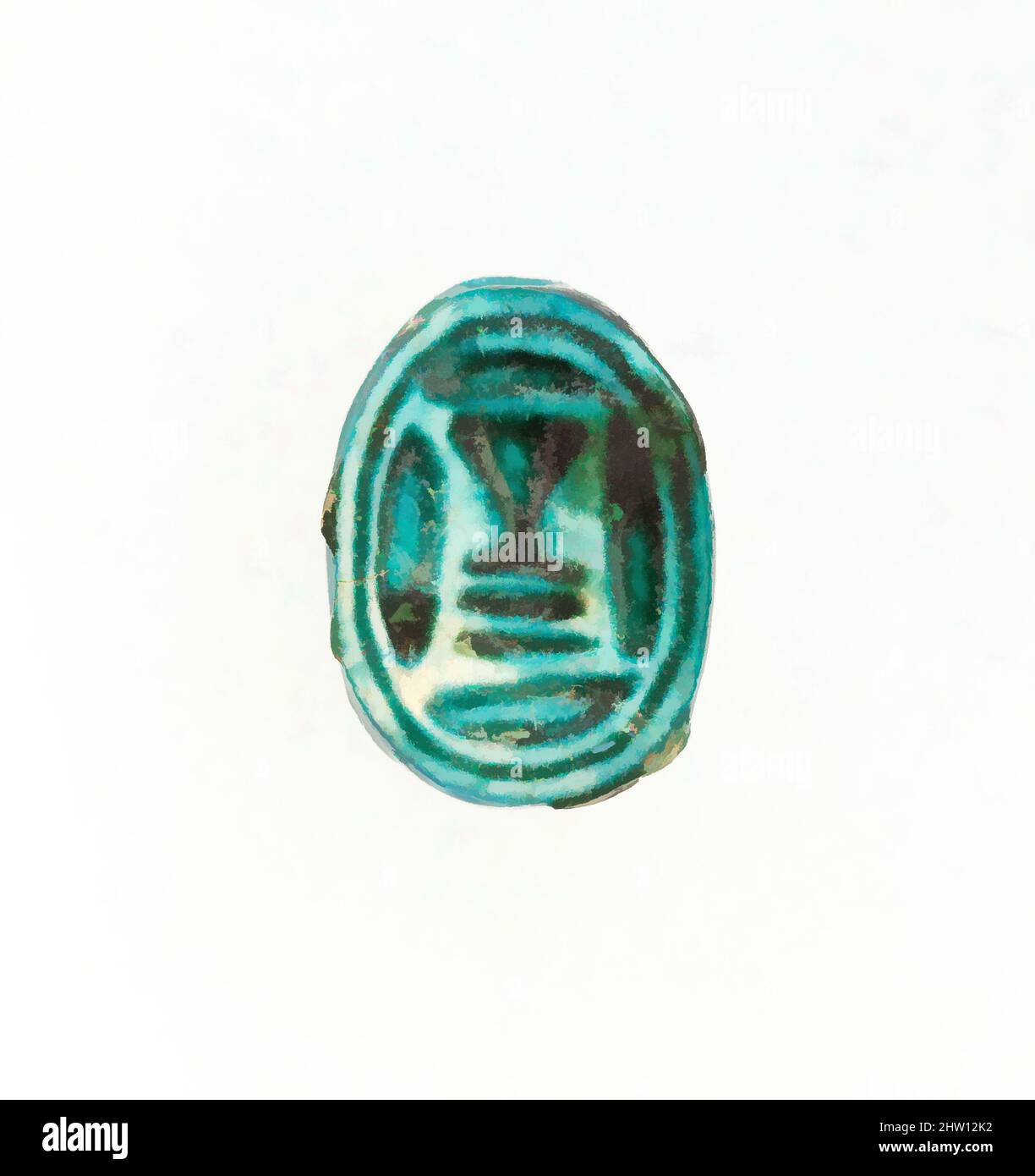 Art inspired by Scarab, New Kingdom, Dynasty 18, ca. 1479–1458 B.C., From Egypt, Upper Egypt, Thebes, Deir el-Bahri, Hatshepsut Hole, Hathor Shrine, 1922–23, Faience, Classic works modernized by Artotop with a splash of modernity. Shapes, color and value, eye-catching visual impact on art. Emotions through freedom of artworks in a contemporary way. A timeless message pursuing a wildly creative new direction. Artists turning to the digital medium and creating the Artotop NFT Stock Photo