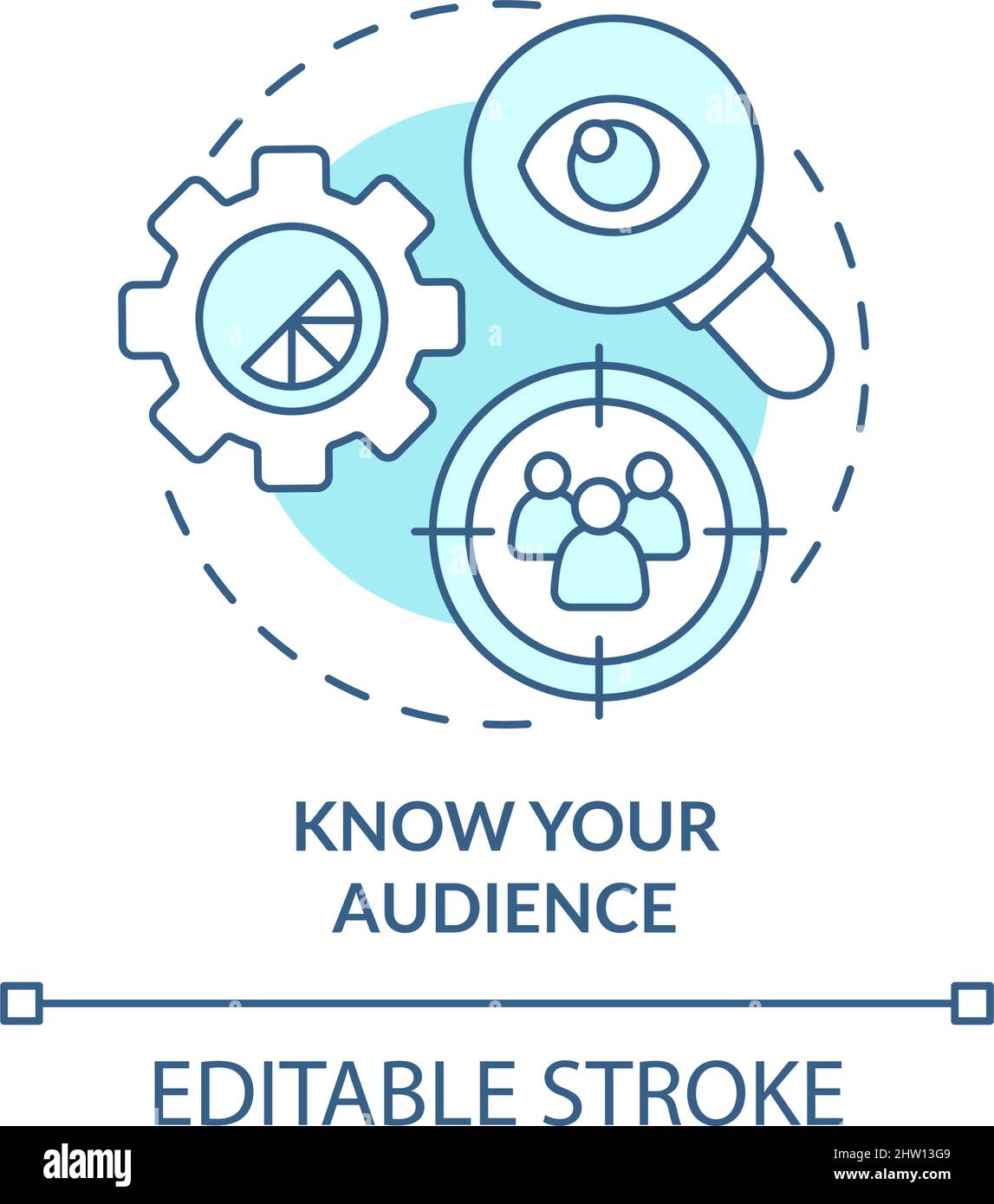 Know your audience turquoise concept icon Stock Vector