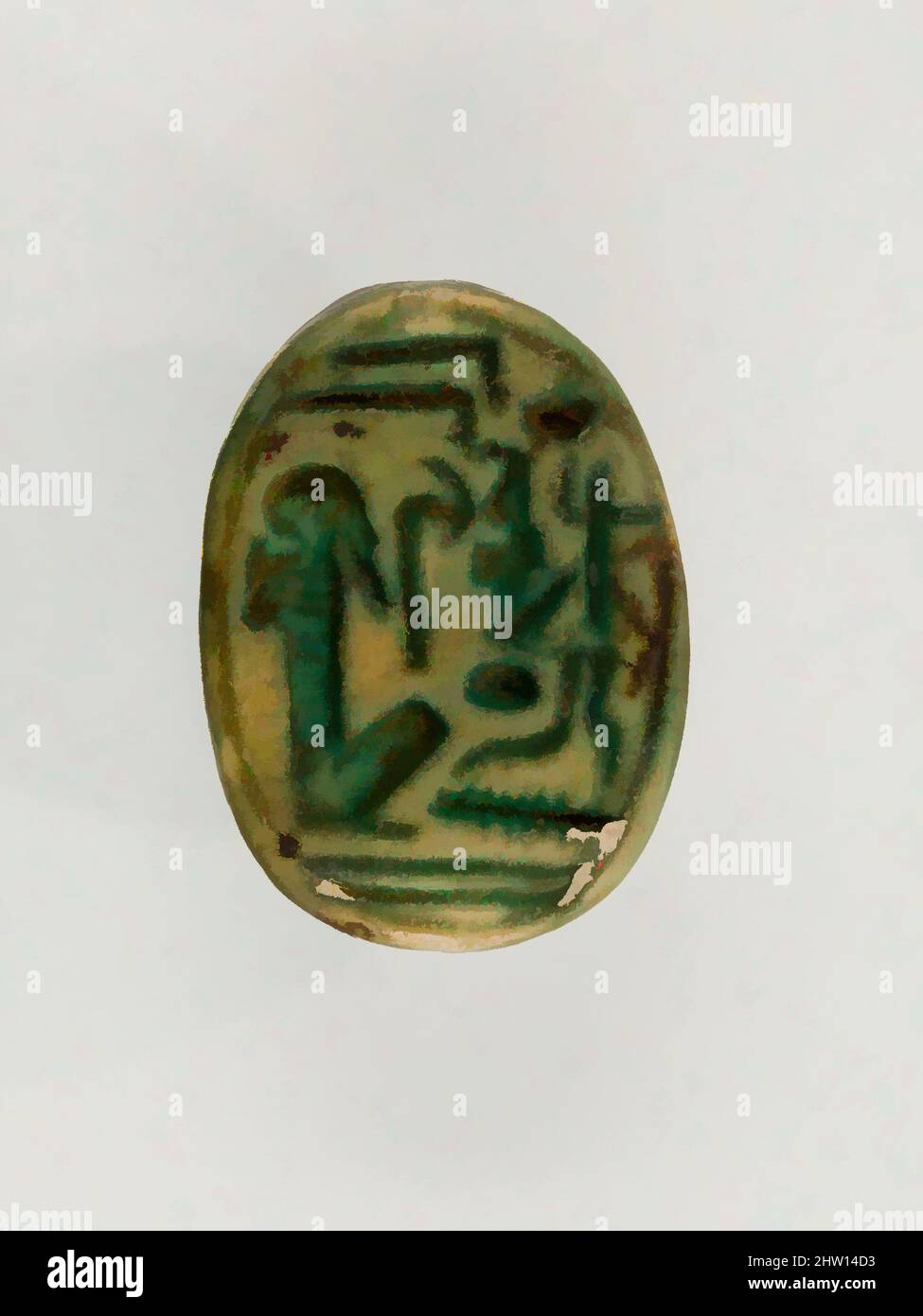 Art inspired by Scarab, New Kingdom, Ramesside, Dynasty 19–20, ca. 1295–1070 B.C., From Egypt, Steatite (glazed, L. 1.75 cm (11/16 in, Classic works modernized by Artotop with a splash of modernity. Shapes, color and value, eye-catching visual impact on art. Emotions through freedom of artworks in a contemporary way. A timeless message pursuing a wildly creative new direction. Artists turning to the digital medium and creating the Artotop NFT Stock Photo