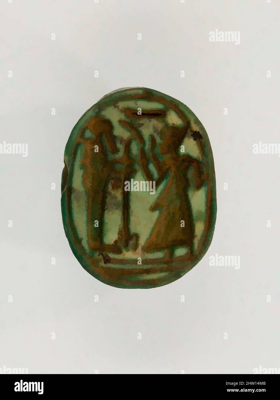 Art inspired by Scarab, New Kingdom, Ramesside, Dynasty 19–20, ca. 1295–1070 B.C., From Egypt, Steatite (glazed), L.1.6 cm (5/8 in, Classic works modernized by Artotop with a splash of modernity. Shapes, color and value, eye-catching visual impact on art. Emotions through freedom of artworks in a contemporary way. A timeless message pursuing a wildly creative new direction. Artists turning to the digital medium and creating the Artotop NFT Stock Photo