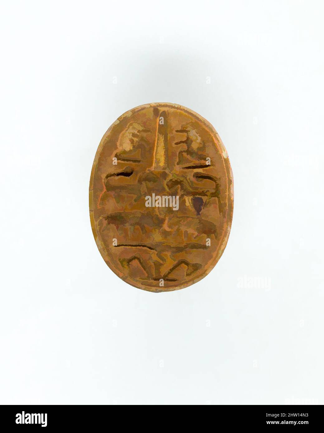 Art inspired by Scarab, New Kingdom, Ramesside, Dynasty 19, ca. 1295–1186 B.C., From Egypt, Steatite, L. 1.7 cm (11/16 in.); W. 1.3 cm (1/2 in.); H. 0.6 cm (1/4 in, Classic works modernized by Artotop with a splash of modernity. Shapes, color and value, eye-catching visual impact on art. Emotions through freedom of artworks in a contemporary way. A timeless message pursuing a wildly creative new direction. Artists turning to the digital medium and creating the Artotop NFT Stock Photo