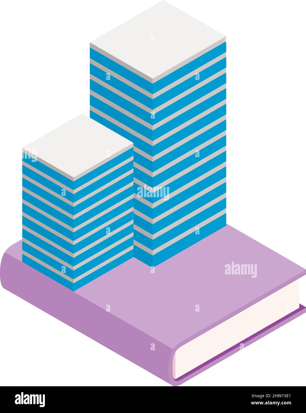 Construction concept icon isometric vector. Skyscraper mockup on closed book. Engineering, construction, architecture Stock Vector