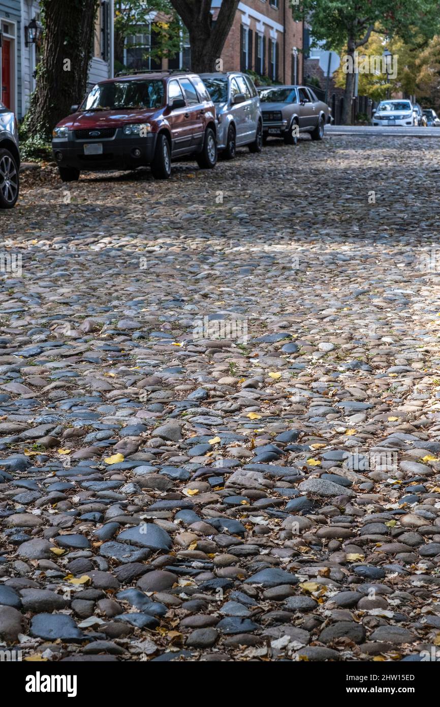 Alexandria, Virginia. Prince Street Cobblestones. These original stones