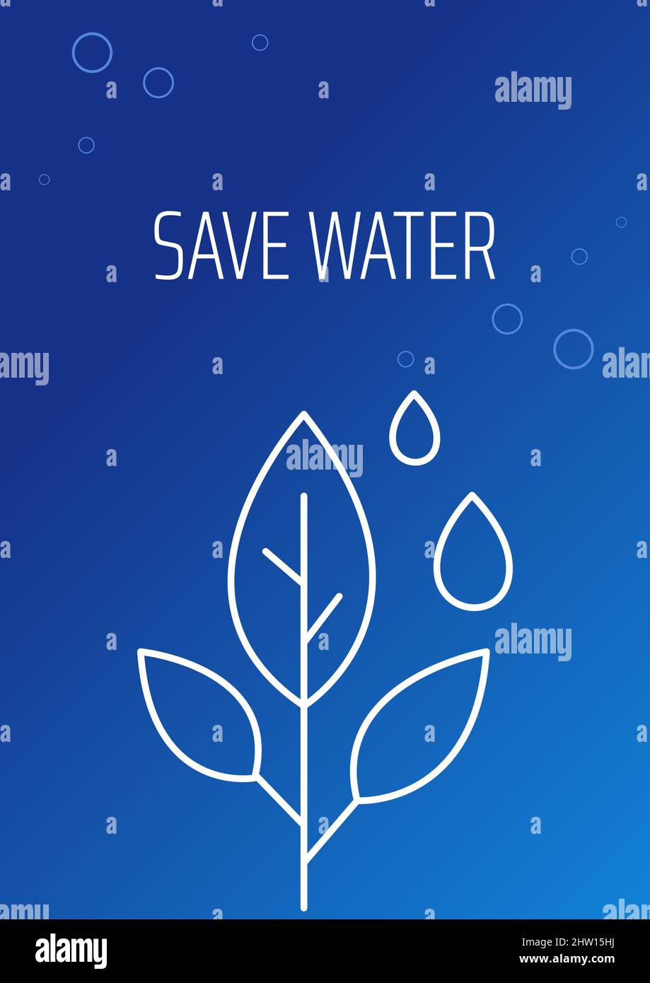 Water conservation postcard with linear glyph icon Stock Vector