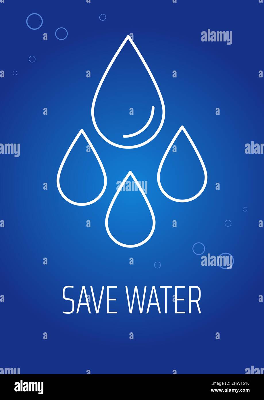 Sufficient water usage postcard with linear glyph icon Stock Vector