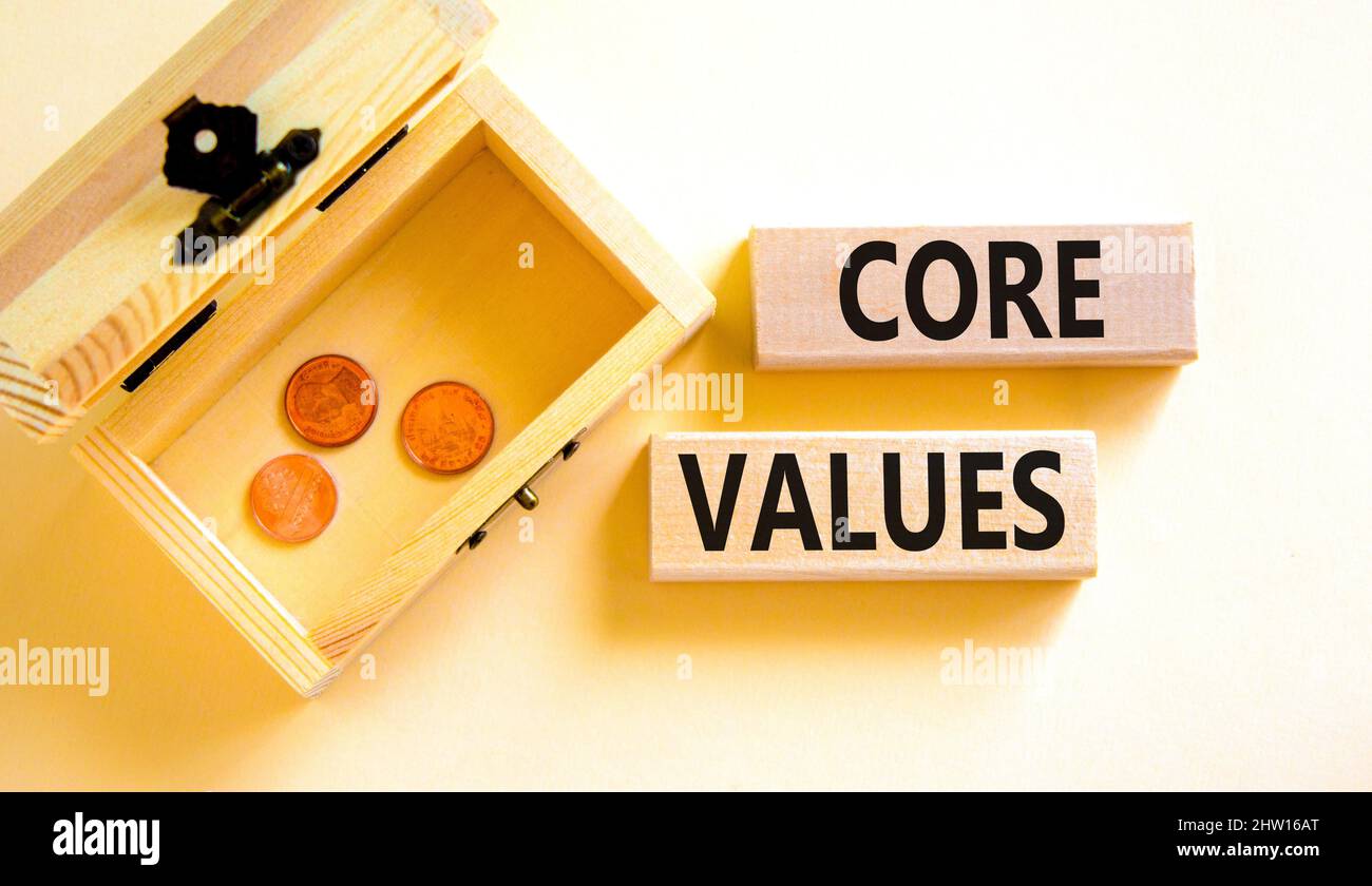 Core values symbol. Concept words Core values on wooden blocks on a ...