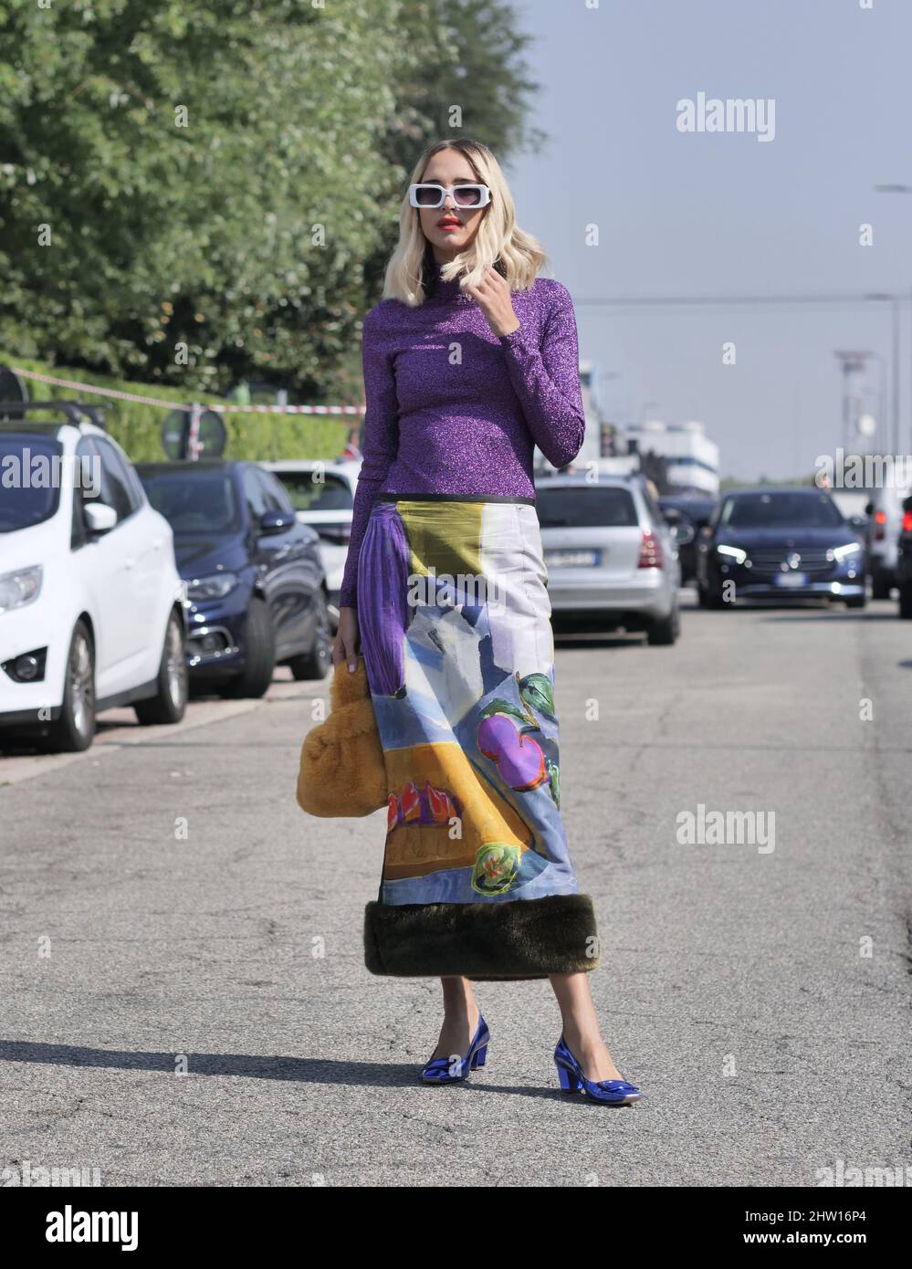 Candela Pelizza street style outfit during Milano fashion week fall/winter  collections 2021/2022 Stock Photo - Alamy