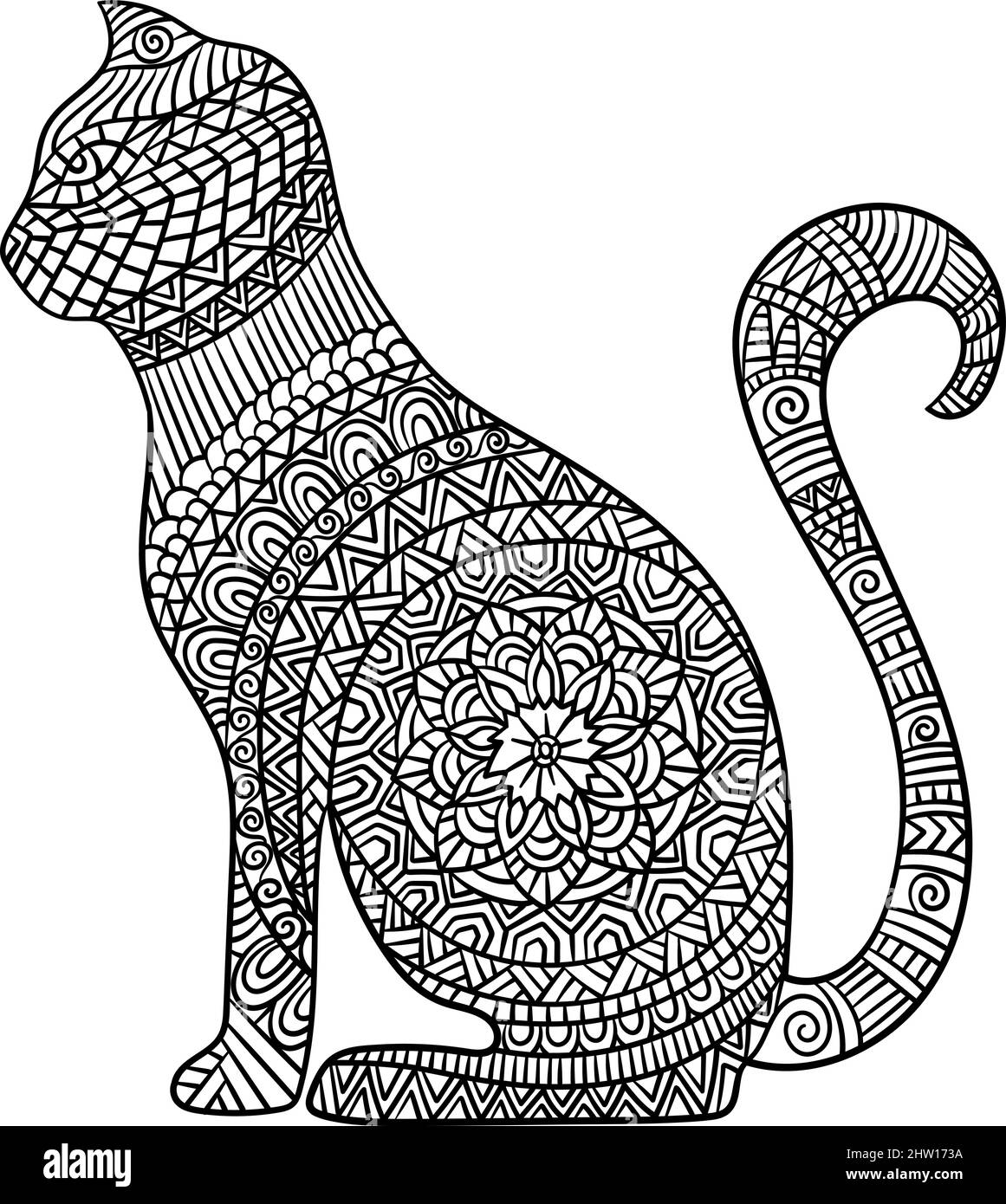 Cat Mandala Coloring Pages for Adults Stock Vector Image & Art - Alamy