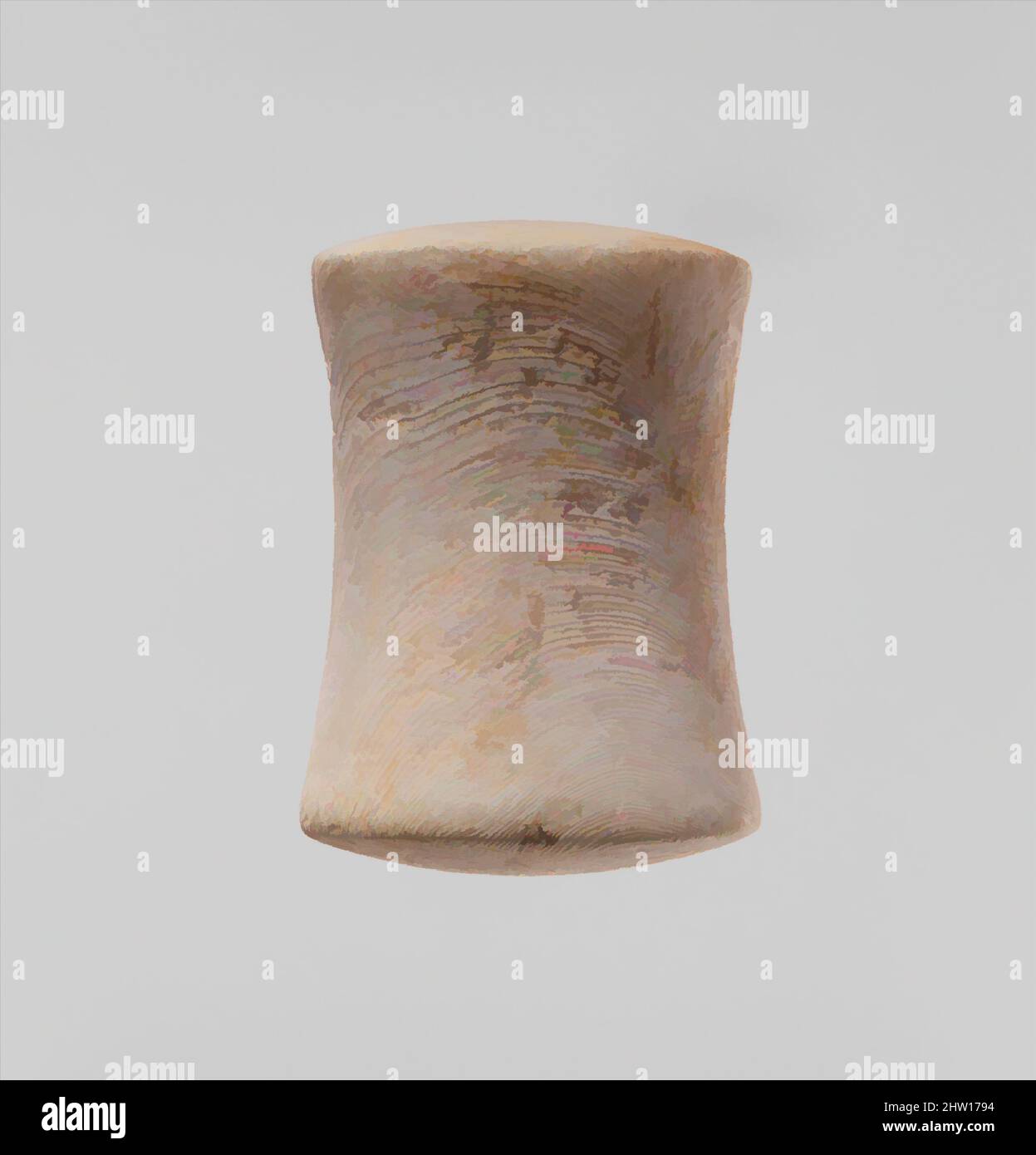 Art inspired by Shell pestle/polisher, Early Cycladic II, ca. 2700–2400 B.C., Cycladic, Spondylus shell (aragonite), 1 7/16 × 1 in. (3.7 × 2.6 cm), Miscellaneous-Shell, Pestle or polisher carved from a piece of shell, Classic works modernized by Artotop with a splash of modernity. Shapes, color and value, eye-catching visual impact on art. Emotions through freedom of artworks in a contemporary way. A timeless message pursuing a wildly creative new direction. Artists turning to the digital medium and creating the Artotop NFT Stock Photo