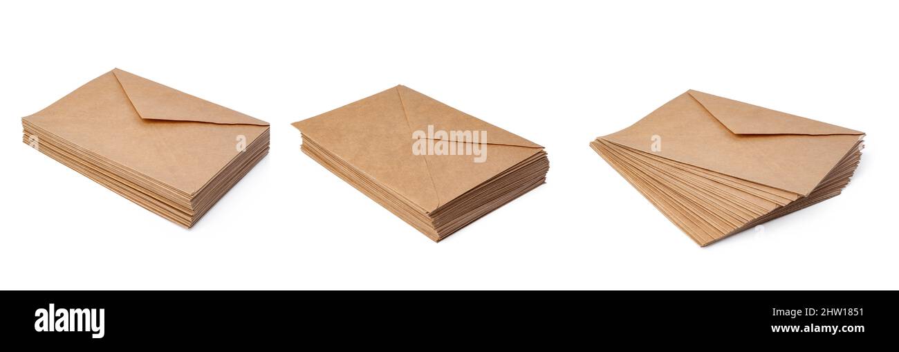 Brown craft envelope isolated on white background Stock Photo