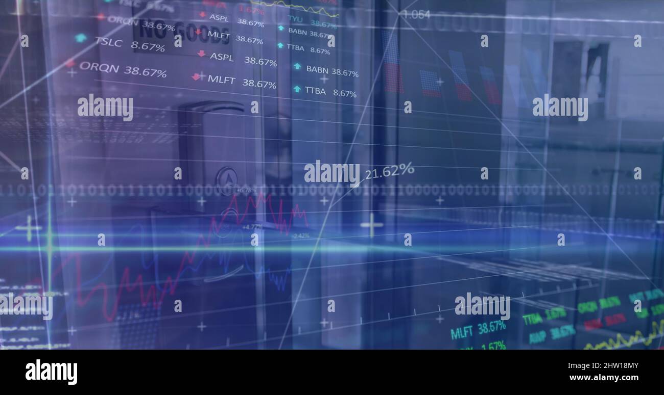 Image of data processing over lift in office Stock Photo - Alamy