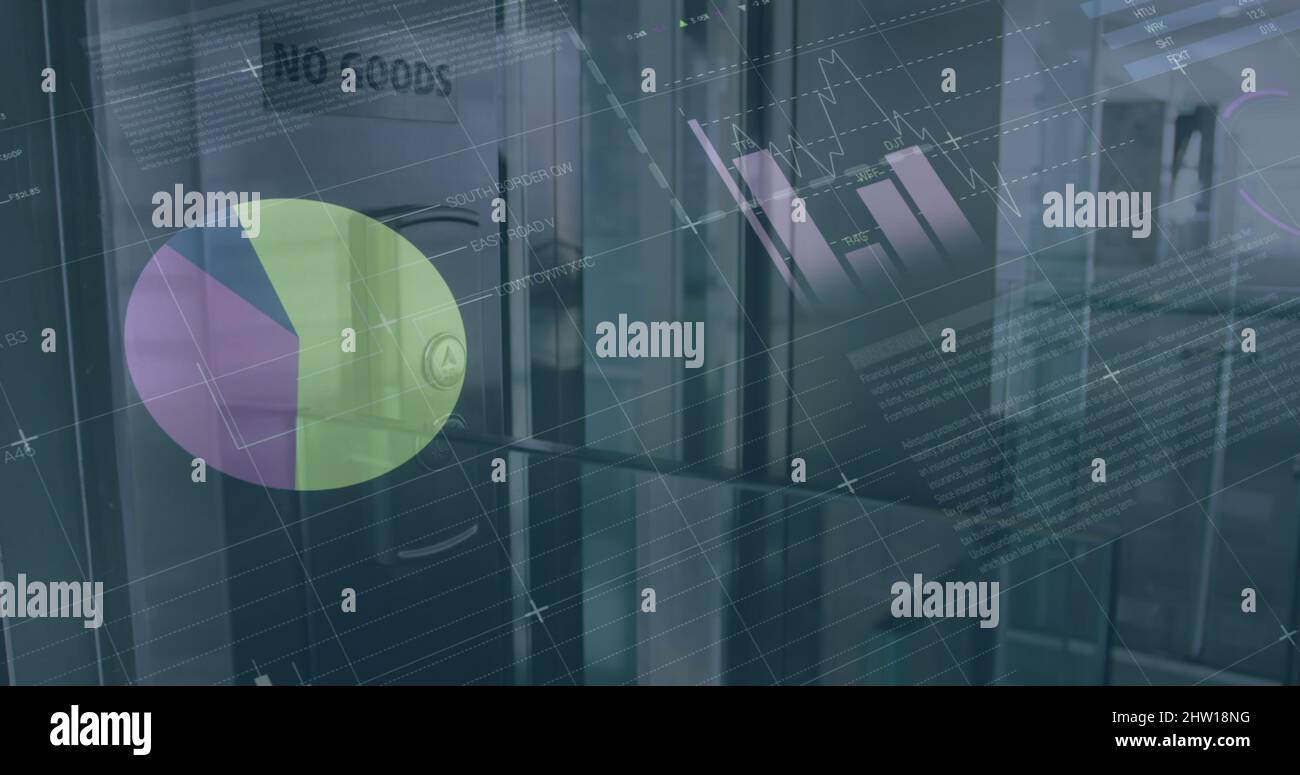 Image of data processing over lift in office Stock Photo - Alamy
