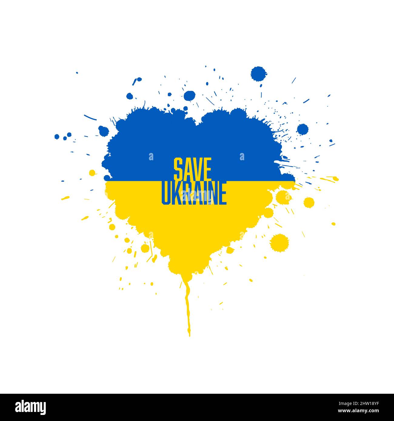 Save Ukraine support icon conceptual heart ilustration tag for social ...