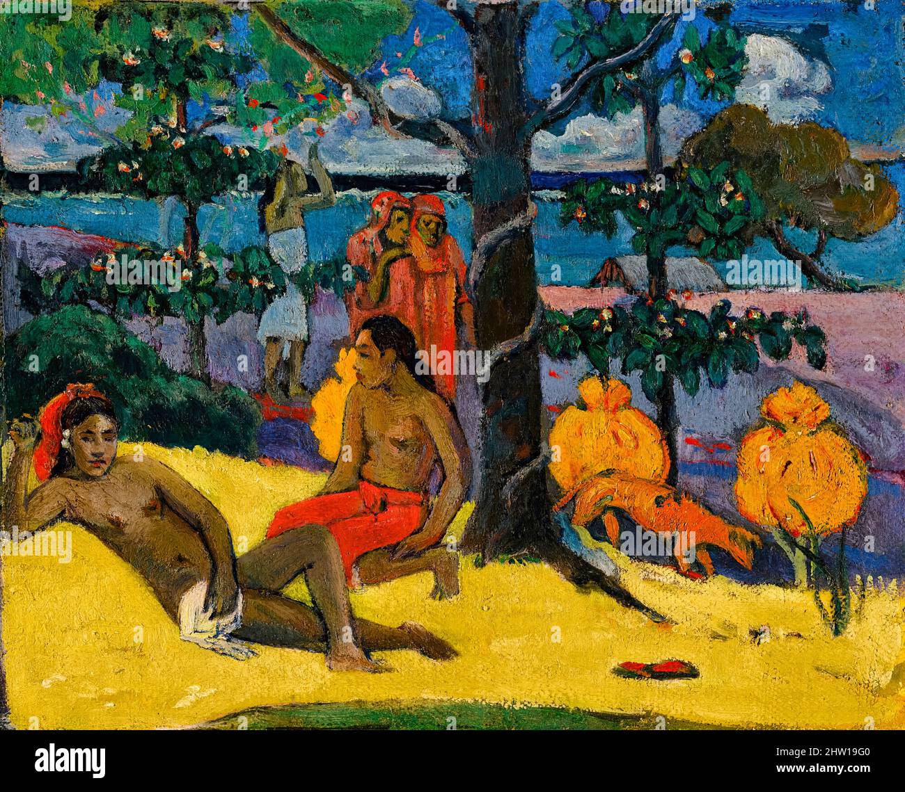 Paul Gauguin, Te Arii Vahine, La Femme aux mangos (II), painting in oil on canvas, 1896 Stock Photo