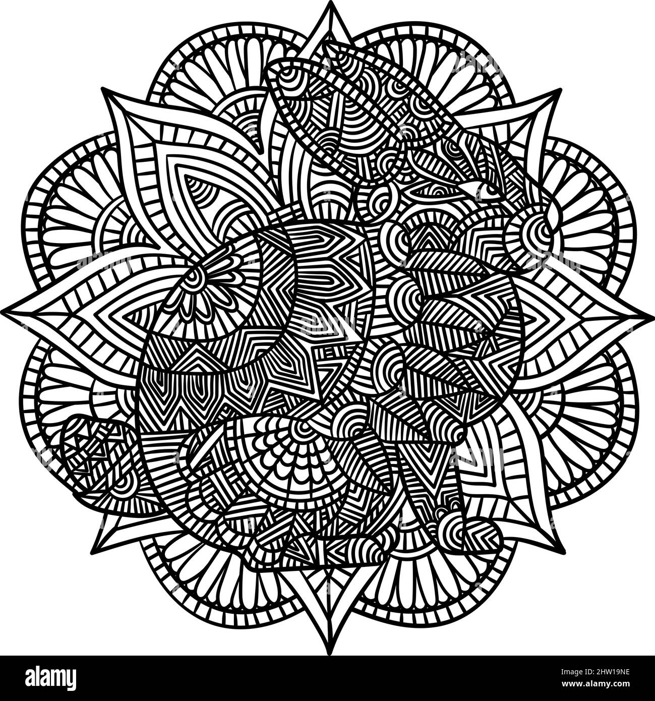 Rabbit Mandala Coloring Pages for Adults Stock Vector