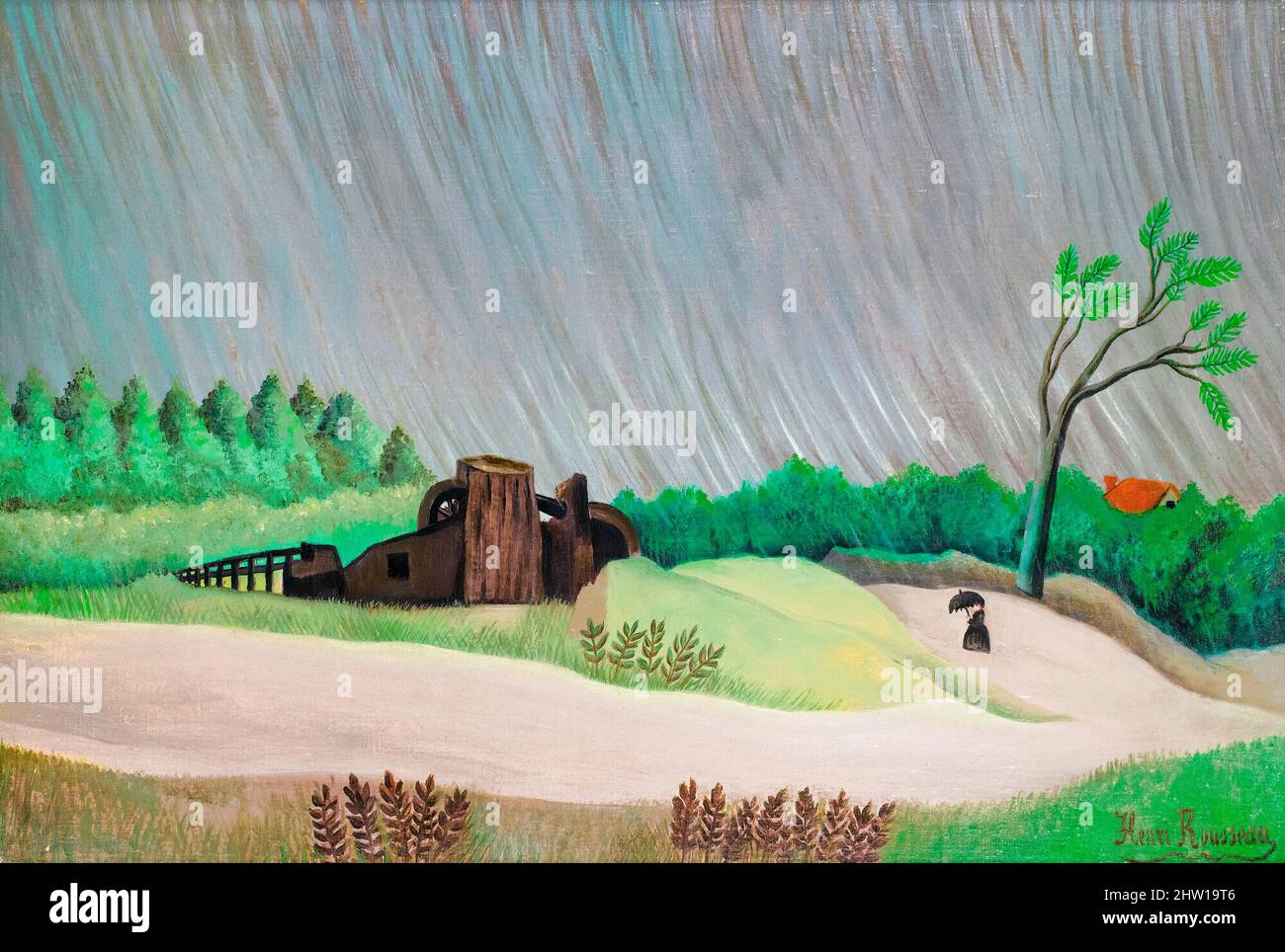 Un Matin De Pluie (A Rainy Morning), oil on canvas landscape painting by Henri Rousseau, 1896-1897 Stock Photo