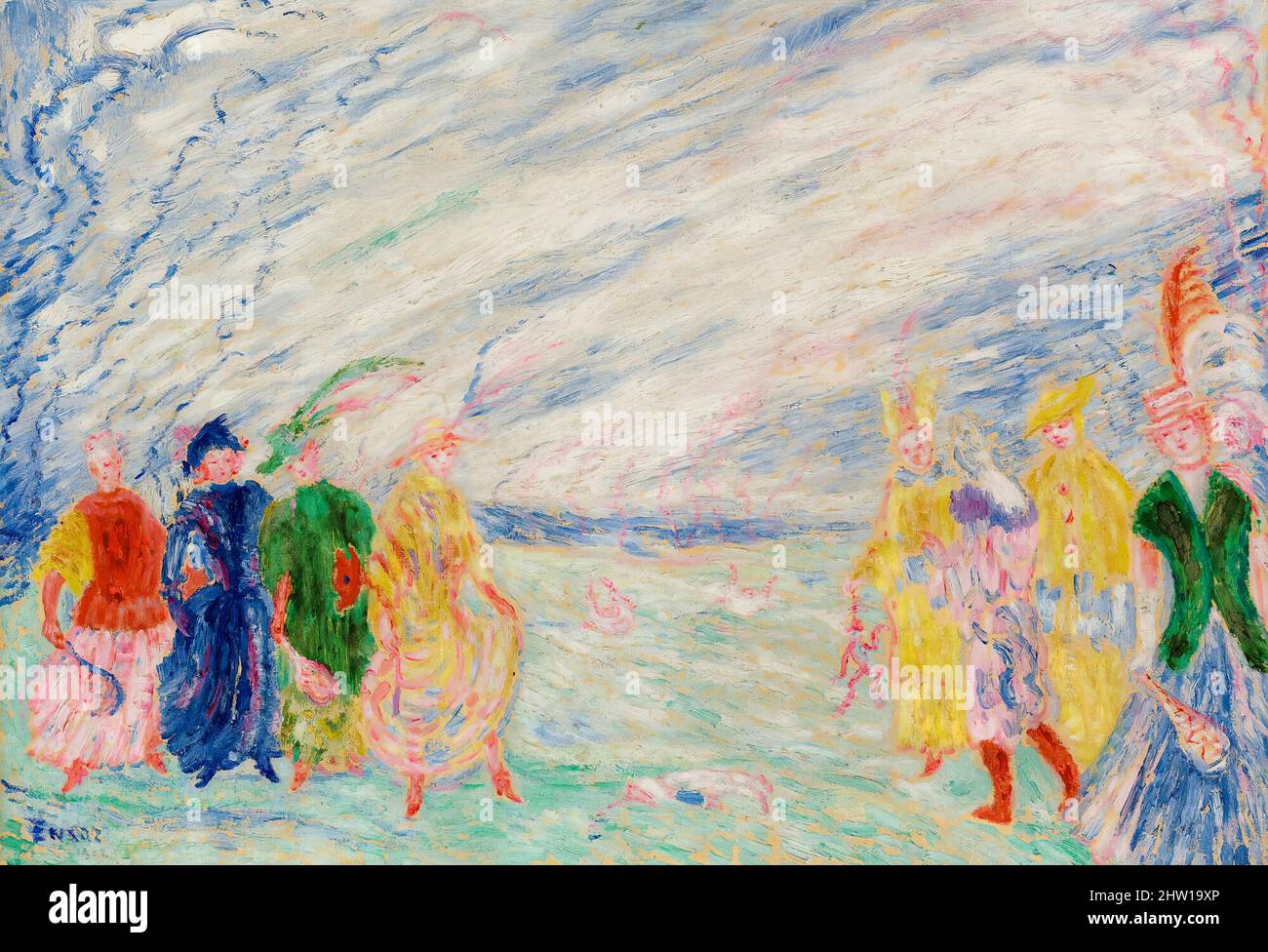 James Ensor, La rencontre (The Encounter), painting in oil on canvas, 1912 Stock Photo