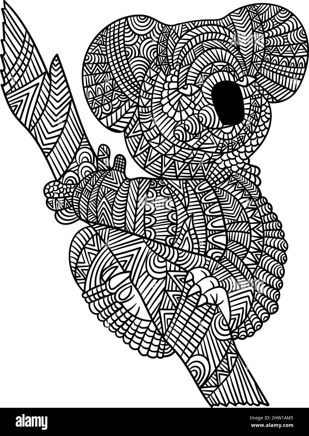 Koala Mandala Coloring Pages for Adults Stock Vector Image & Art ...