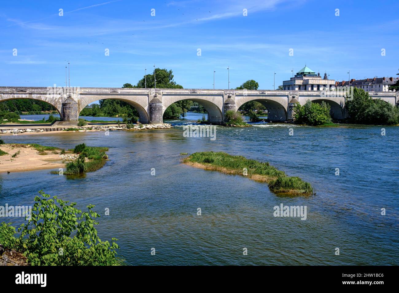 France, Indre et Loire, Loire valley, Tours, the loire river and the wilson bridge dated 18 th century Stock Photo