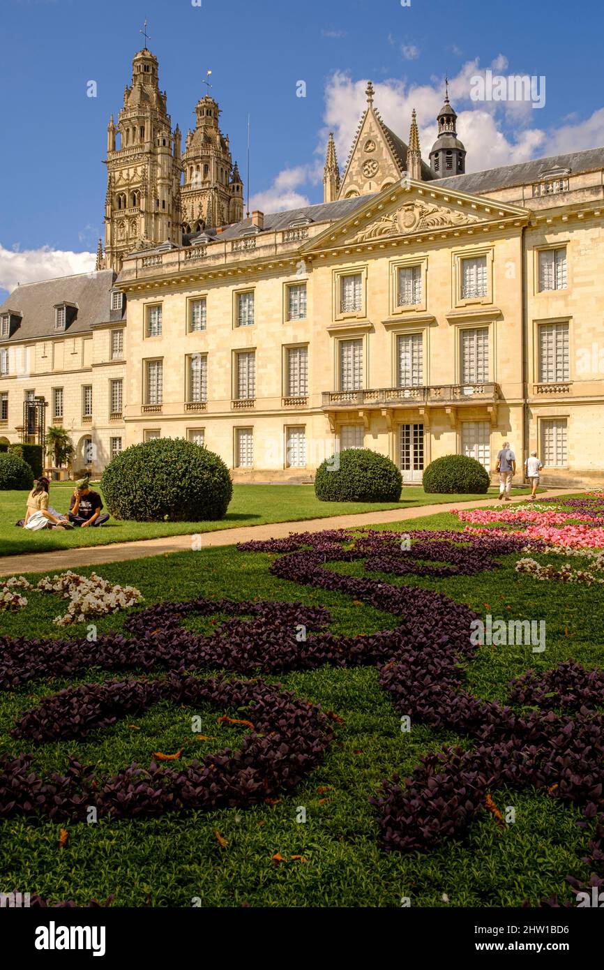 France, Indre et Loire, Loire valley, Tours, the Bishops Palace and the Fine arts museum, Renaissance style Stock Photo