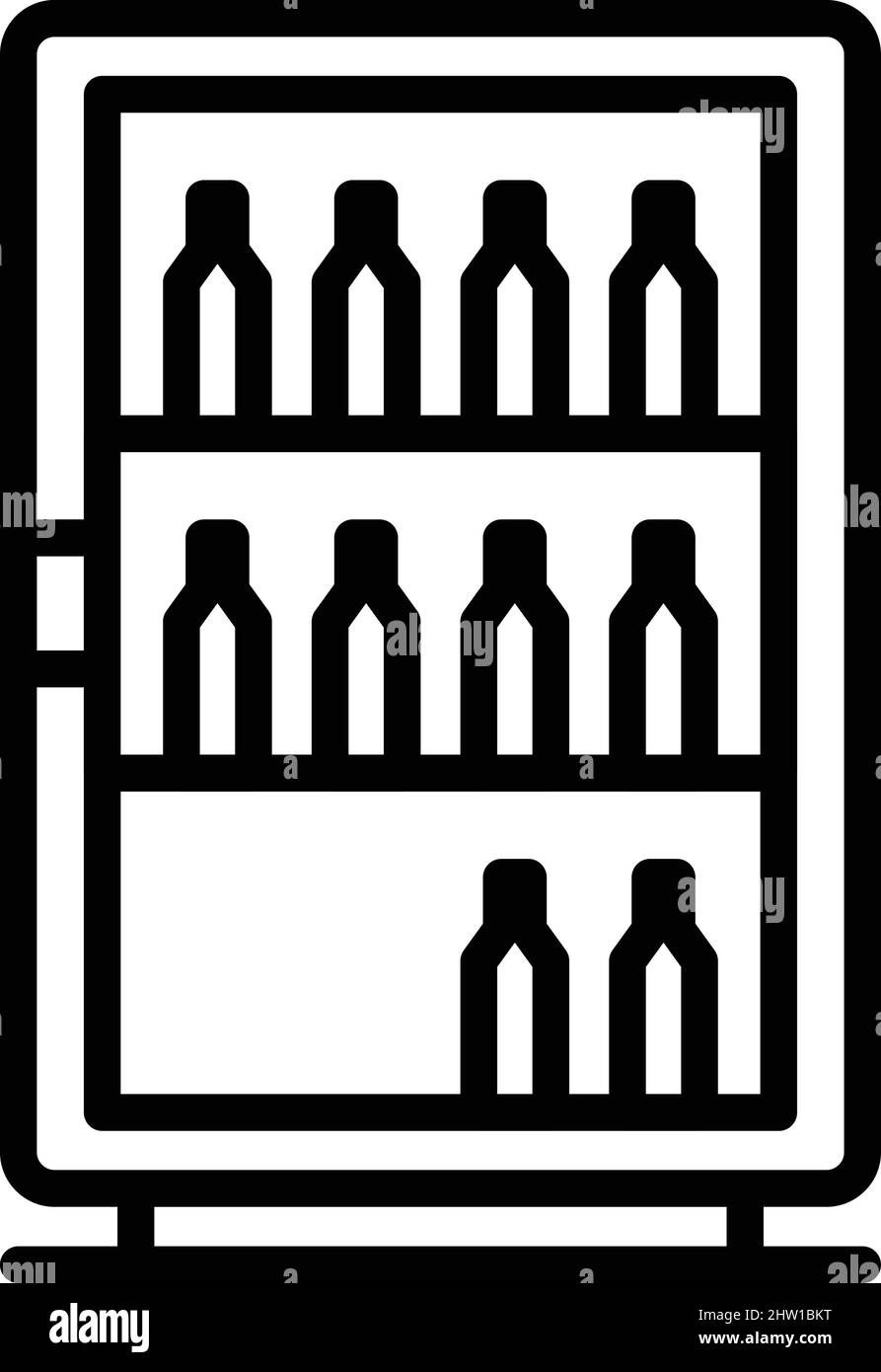 Winery store cabinet icon outline vector. Wine shelf. Wood bar Stock ...
