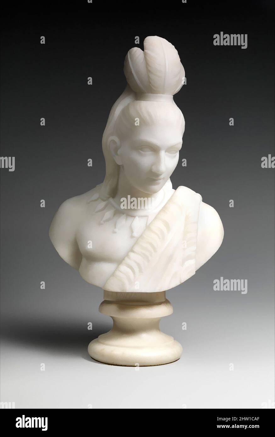 Art inspired by Hiawatha, 1868, Made in Rome, Italy, Marble, 13 3/4 × 7 3/4 × 5 1/2 in. (34.9 × 19.7 × 14 cm), Sculpture, Edmonia Lewis (American, 1844–1907), Like many American sculptors of the nineteenth century, Lewis, an artist of African-American and Chippewa (Ojibwa) ancestry, Classic works modernized by Artotop with a splash of modernity. Shapes, color and value, eye-catching visual impact on art. Emotions through freedom of artworks in a contemporary way. A timeless message pursuing a wildly creative new direction. Artists turning to the digital medium and creating the Artotop NFT Stock Photo