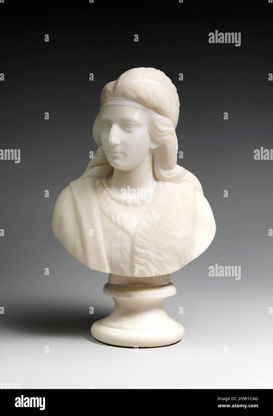 Art inspired by Minnehaha, 1868, Made in Rome, Italy, Marble, 11 5/8 × 7 1/4 × 4 7/8 in. (29.5 × 18.4 × 12.4 cm), Sculpture, Edmonia Lewis (American, 1844–1907), Like many American sculptors of the nineteenth century, Lewis, an artist of African-American and Chippewa (Ojibwa) ancestry, Classic works modernized by Artotop with a splash of modernity. Shapes, color and value, eye-catching visual impact on art. Emotions through freedom of artworks in a contemporary way. A timeless message pursuing a wildly creative new direction. Artists turning to the digital medium and creating the Artotop NFT Stock Photo