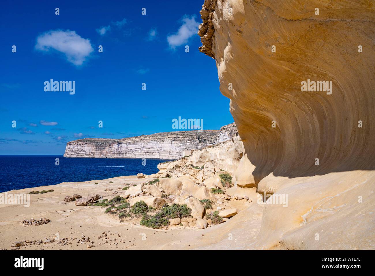 Malta, Gozo island, cliffs of Xlendi Stock Photo