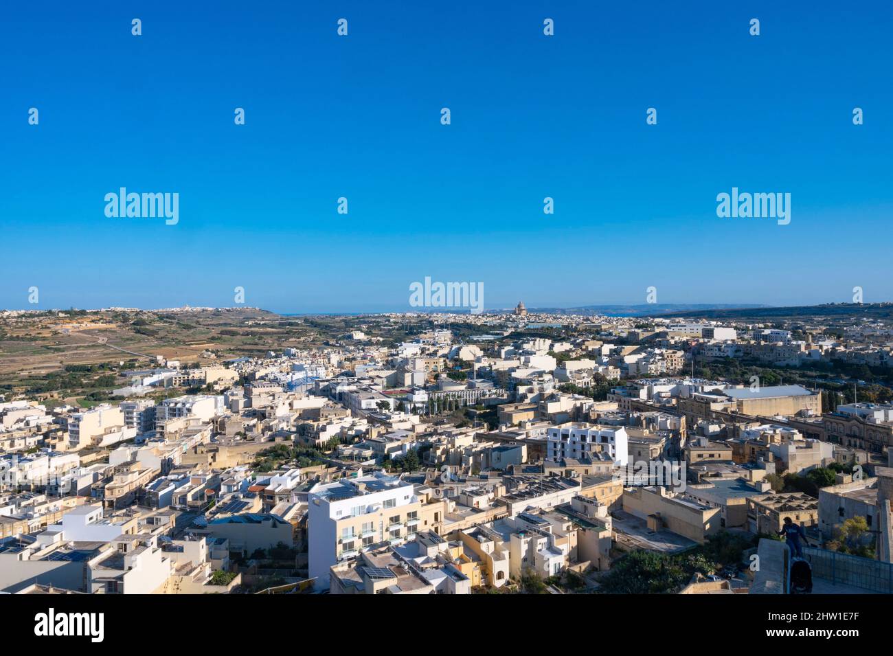 Malta, Gozo island, view of Victoria (Rabat) from Il Kastell Stock Photo