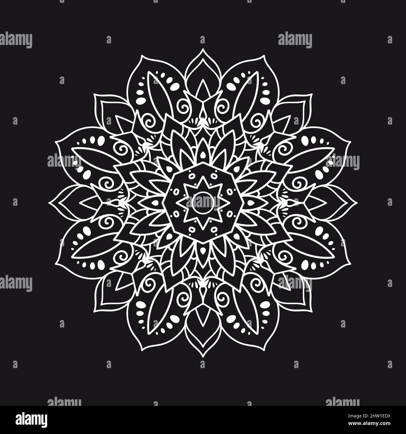 mandala, silhouette design floral decorative pattern Stock Vector