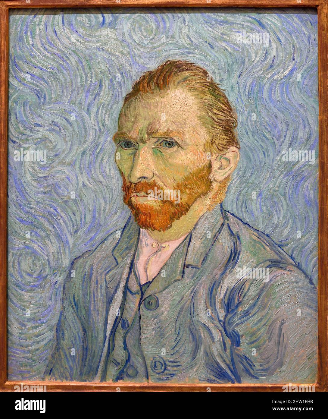 France, Paris, Orsay museum, L'Eglise d'Auvers-sur-Oise, portrait of the artist (1889) self-portrait of Vincent van Gogh Stock Photo