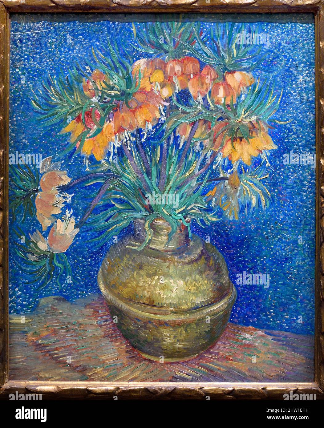 France, Paris, Orsay museum, Fritillaries, imperial crown in a copper vase (1887) by Vincent Van Gogh Stock Photo