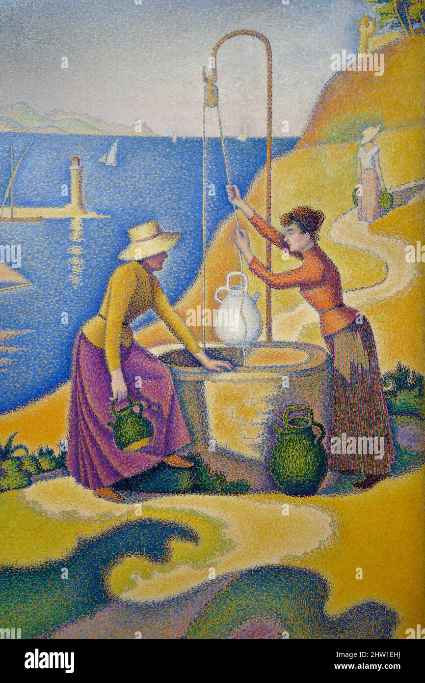 France, Paris, Orsay museum, Women at the Well, Opus 238 (1892) by Paul Signac Stock Photo