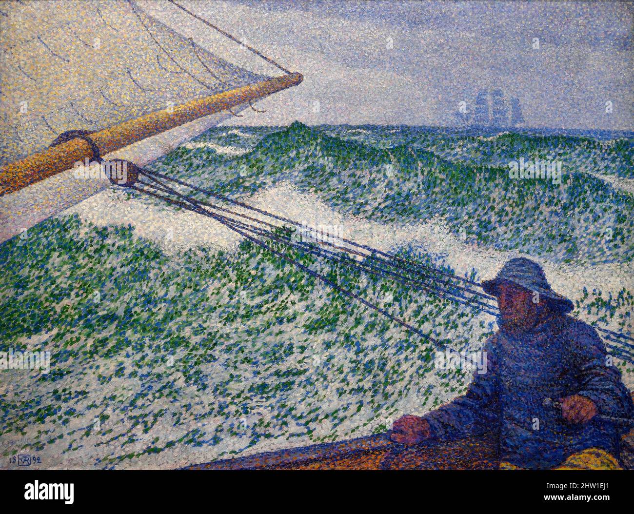 France, Paris, Orsay museum, The Man at the Helm (1892) by Th?o Van Rysselberghe Stock Photo