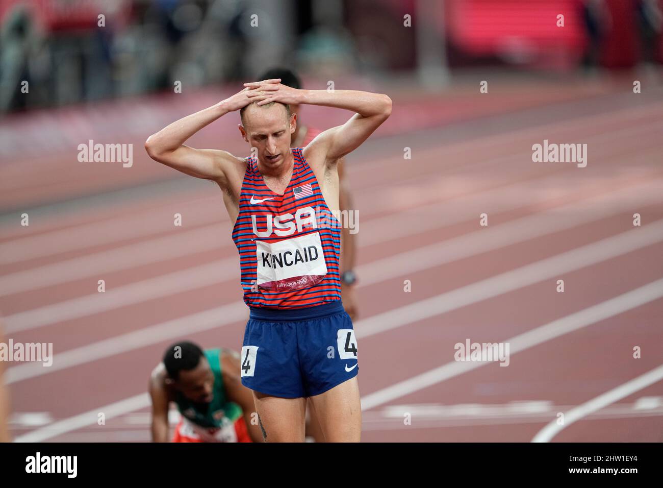 William Kincaid at the finish line at the 2020 Tokyo Olympics in the