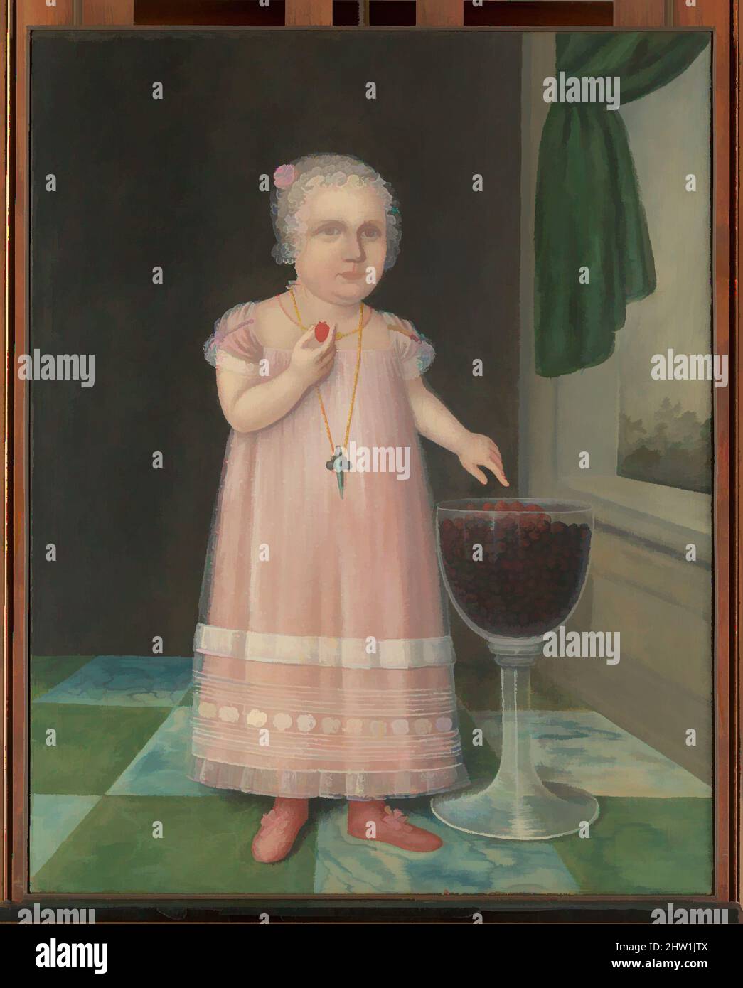 Art inspired by Emma Van Name, ca. 1805, Made in Baltimore, Maryland, United States, Oil on canvas, 29 × 23 in. (73.7 × 58.4 cm), Paintings, Joshua Johnson (American, ca. 1763–ca. 1824), This compelling portrait of a Maryland toddler is widely regarded as an icon of American folk, Classic works modernized by Artotop with a splash of modernity. Shapes, color and value, eye-catching visual impact on art. Emotions through freedom of artworks in a contemporary way. A timeless message pursuing a wildly creative new direction. Artists turning to the digital medium and creating the Artotop NFT Stock Photo