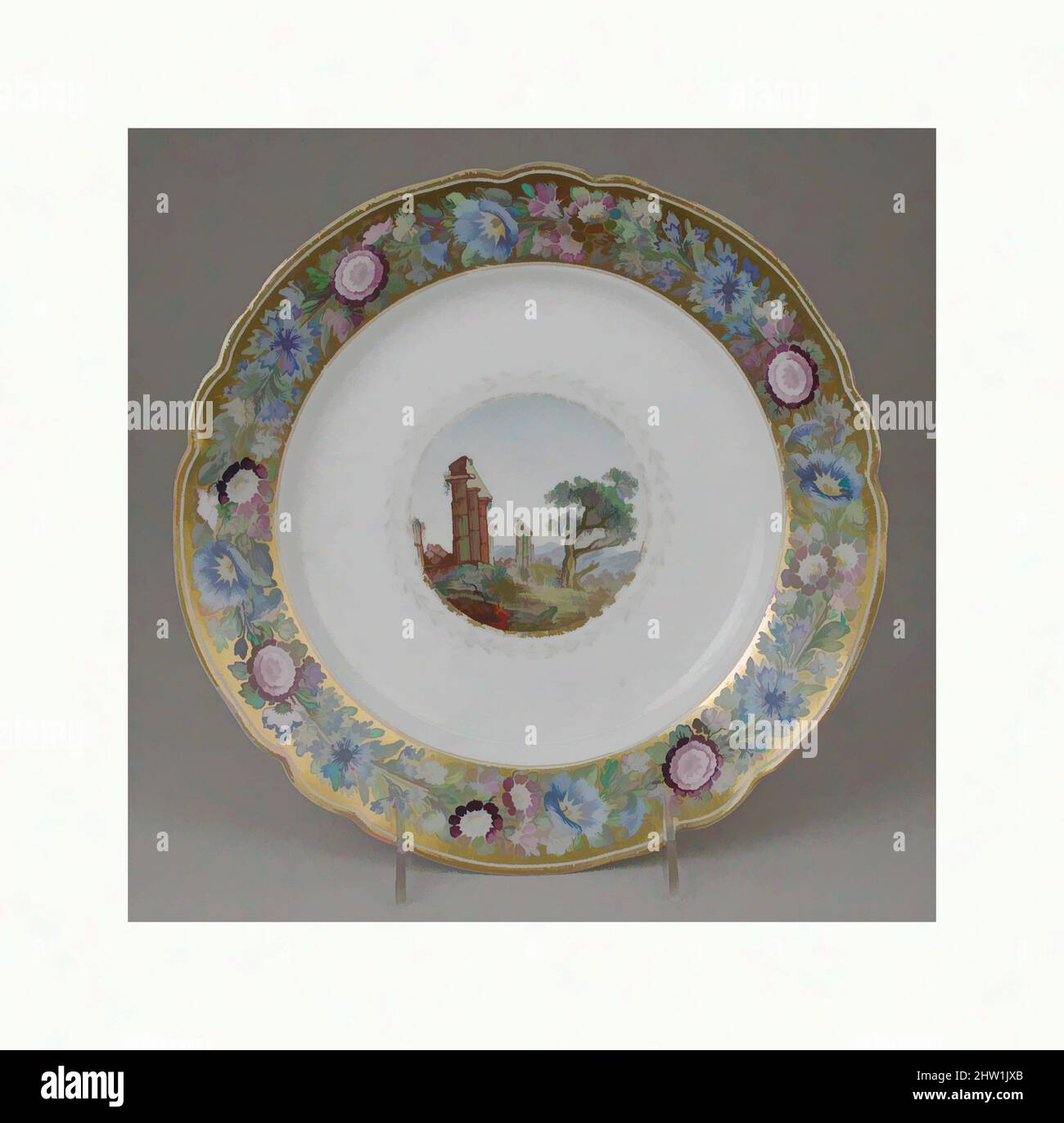 Art inspired by Plate, 1796–1801, Russian, Saint Petersburg, Hard-paste porcelain, Diameter (each): 9 3/4 in. (24.8 cm), Ceramics-Porcelain, Classic works modernized by Artotop with a splash of modernity. Shapes, color and value, eye-catching visual impact on art. Emotions through freedom of artworks in a contemporary way. A timeless message pursuing a wildly creative new direction. Artists turning to the digital medium and creating the Artotop NFT Stock Photo