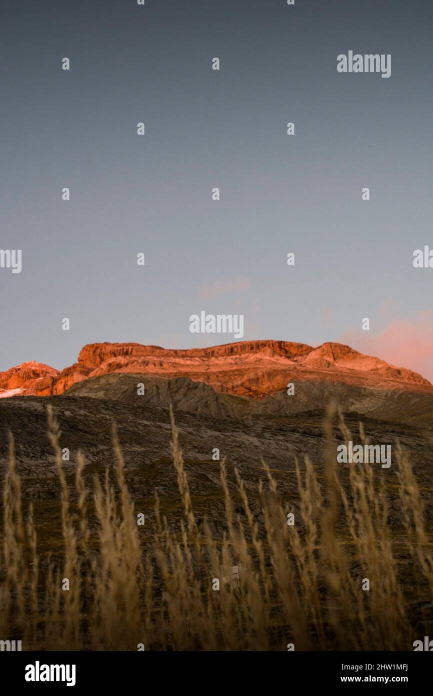 Ordesa valley Mountains at sunset Stock Photo
